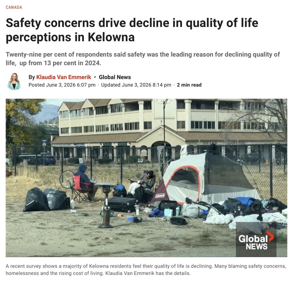 mack4change's tweet photo. People in Kelowna and the Central Okanagan are saying out loud what many have felt for a long time.

Public safety is changing how people feel about their own community.

When families feel they have to check a park before letting their kids play, when businesses are dealing with disorder, and when residents say safety is a major reason quality of life is declining, that has to be taken seriously.

This is not about fear. It is about trust.

Public safety is measured in whether people feel safe living their normal lives while walking downtown, opening a business, raising kids, and using public spaces.

That trust has been eroding, and government needs to stop treating it like background noise.