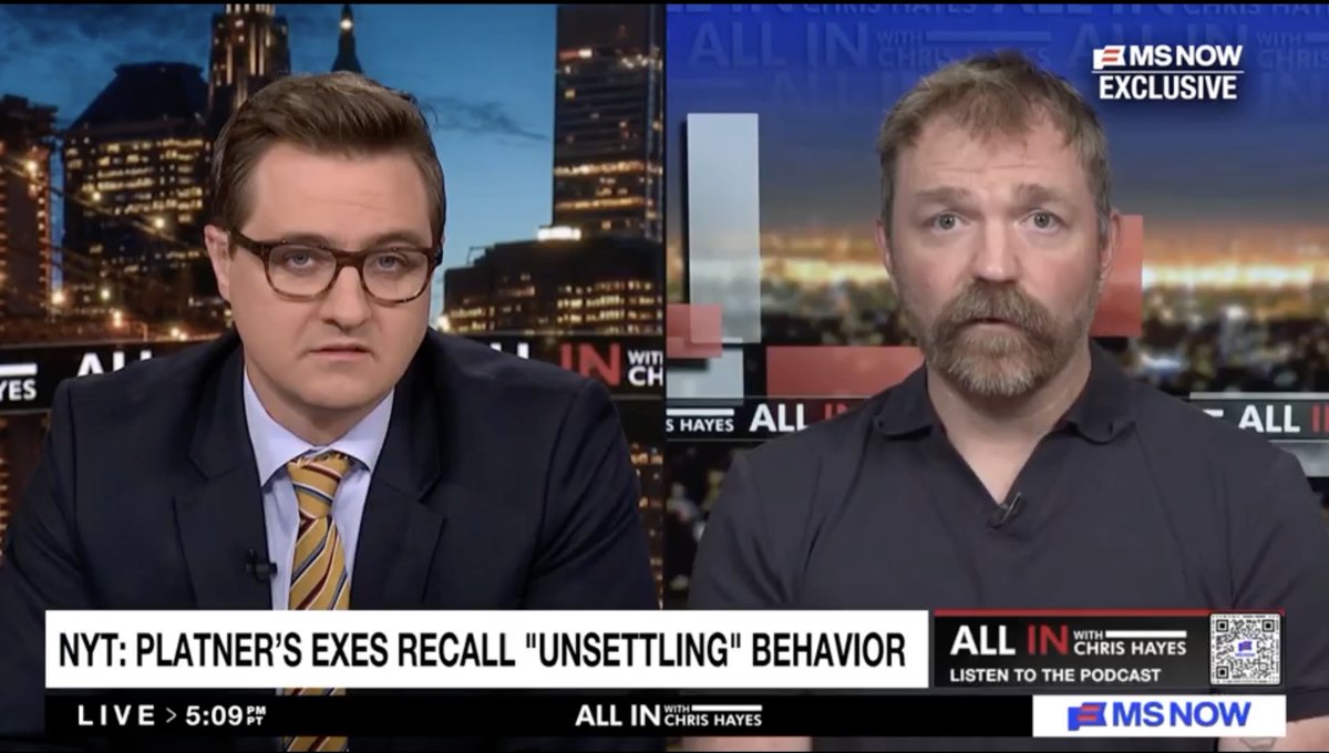 PollTracker2024's tweet photo. Graham Platner denies allegations of psychical abuse in exclusive interview MS NOW's Chris Hayes.

Platner: "There are some allegations in this piece that I just want to be kind of unequivocal about are simply not true. Anything alleging, physicality, anything alleging that I knew what my tattoo was. These are the statements of someone who's politically motivated."

#MaineSenate