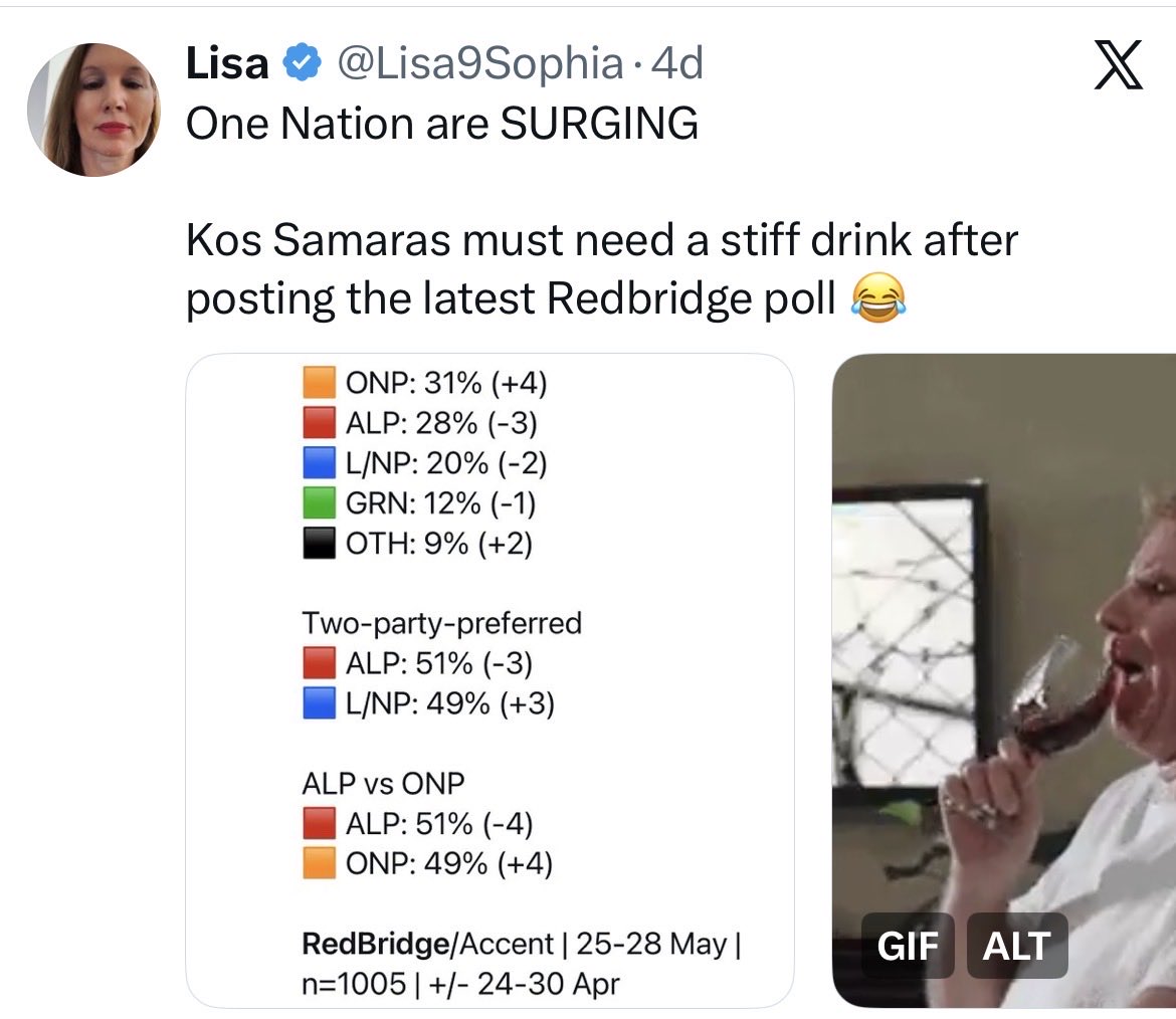 RepublicofThink's tweet photo. @Lisa9Sophia you were quick to mock Kos, but he succinctly spells out the gap in credibility with Hanson and ONP. Credibility is important, Hanson has none! https://t.co/l4IGhiGI2f