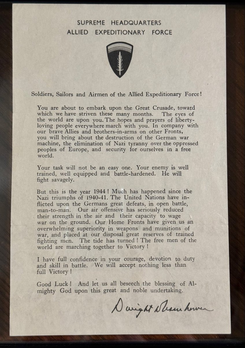 Budy311's tweet photo. @kershaw_alex @kershaw_alex I have this in my collection, do you know when this would have been given out or read out to the troops before D-day? https://t.co/dmZAuf3Irw