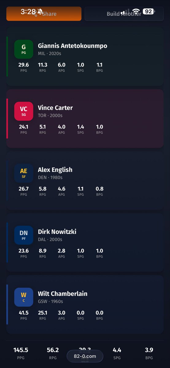 InSeasonChamp's tweet photo. 82-0 with Vince Carter and Alex English Lfg https://t.co/7hufwm9Owz