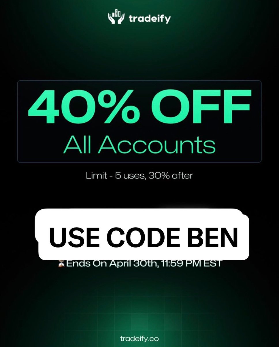 Benjamin_SMC's tweet photo. 🚨TRADEIFY GIVEAWAY!!!🚨

to enter ⬇️
-comment code BEN 
-retweet this 
-tag 2 people 
-follow me 

winner will be chosen tomorrow. https://t.co/brjl0IdvJx