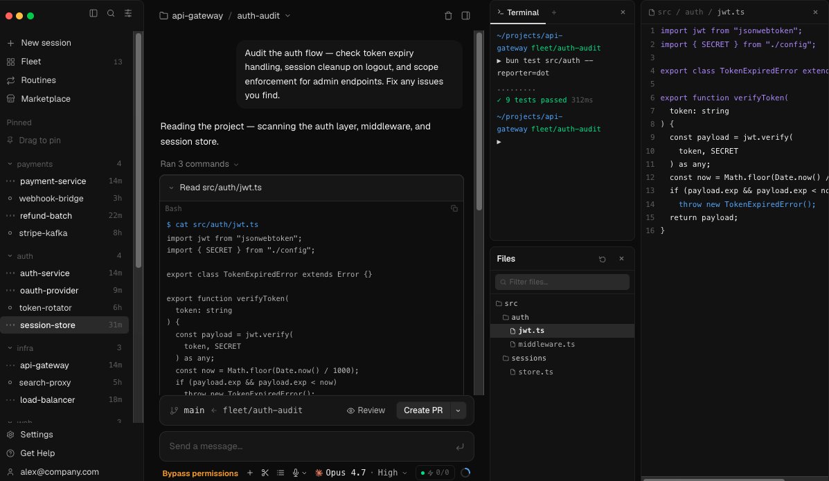 FleetifyApp's tweet photo. The future of development isn't writing code.

It's orchestrating the agents that write code.

Fleetify is built for that future. https://t.co/u2TdtcbqxX