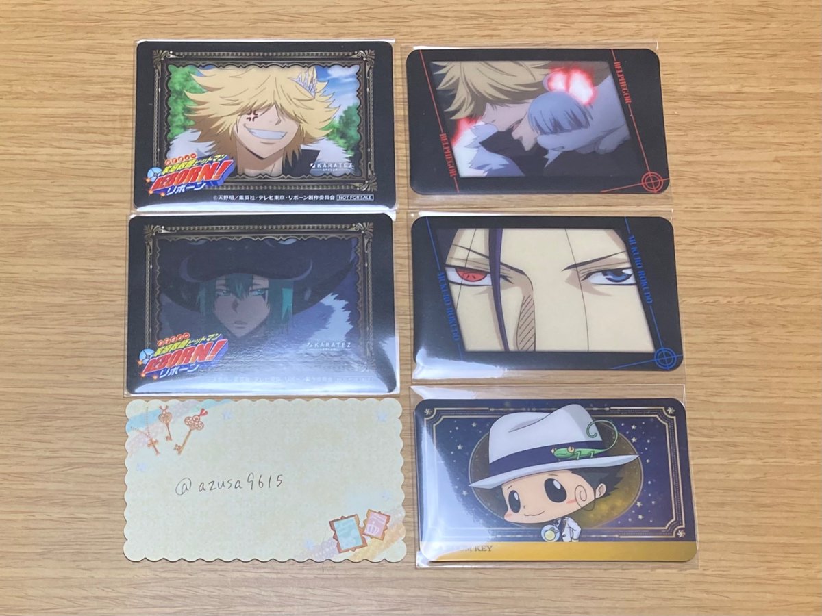 azusa9615's tweet photo. 【交換】家庭教師ヒットマンREBORN! カラオケの鉄人 ドリンク特典 ルーム特典 ビジュアルカード

▶︎譲 リボーン 骸 ベルフェゴール フラン

▶︎求 ドリンク特典B 山本
※推しと交換していただき手持ちがなくなってしまったため、コンプ目的で求めております🙇‍♀️

異種も1:1交換◎
→ https://t.co/yU0wTDD1Io