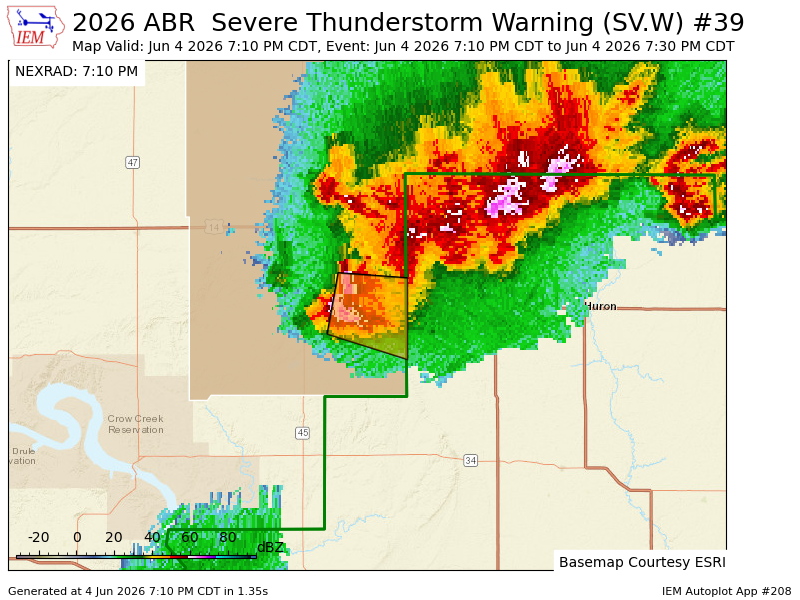 shawncable's tweet photo. ABR issues Severe Thunderstorm Warning [wind: 60 MPH (RADAR INDICATED), hail: 1.50 IN (RADAR INDICATED)] for Hand [SD] till 7:30 PM CDT https://t.co/1aUN0ZWh1r https://t.co/vziHDS9hFf
