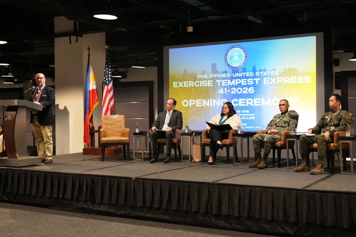 TeamAFP's tweet photo. AFP, USINDOPACOM Lead Multinational Effort to Boost Disaster Preparedness

The Armed Forces of the Philippines (AFP), in partnership with the United States Indo-Pacific Command (USINDOPACOM), formally opened Exercise Tempest Express 41-2026 during a ceremony held on June 3 at the Manila Marriott Hotel, Newport World Resorts in Pasay City.

Conducted under the Multinational Planning Augmentation Team (MPAT) Program, the exercise will run from June 3 to 11, and brings together representatives from 17 MPAT nations and 31 MPAT members, as well as humanitarian organizations and civilian agencies. The activity aims to strengthen disaster response planning, enhance interoperability, and improve coordination during humanitarian assistance and disaster response operations.

As a key member of the National Disaster Risk Reduction and Management Council (NDRRMC) and the lead agency of the Search, Rescue, and Retrieval Cluster, the AFP continues to play a vital role in advancing a whole-of-government approach to disaster management.

The exercise underscores the AFP's commitment to building resilient partnerships and strengthening regional cooperation in humanitarian assistance and disaster response, ensuring participating nations are better prepared to respond collectively to complex emergencies and natural calamities.

Photo by Cpl Esteban and A1C Castro / PAOAFP

#AFPyoucanTRUST
#OneAFPOnePhilippines
#StrongAFPStrongPhilippines
#OurSeasOurRightsOurFuture
#MatatagNaSandigan 🇵🇭