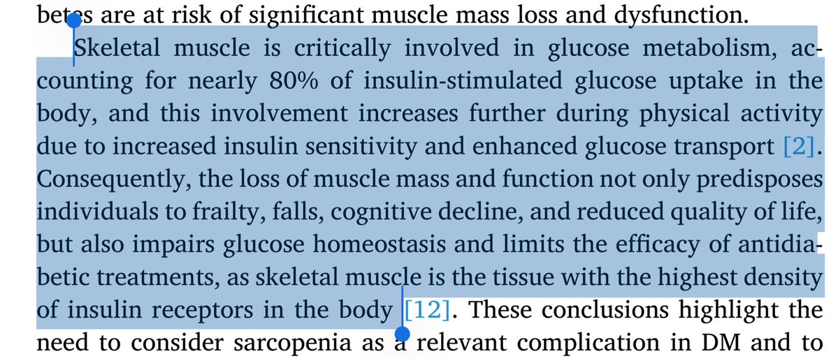 nutripalacios's tweet photo. El músculo esquelético es responsable de casi 80% de la captación de glucosa estimulada por la insulina.
La pérdida de masa y función muscular = fragilidad, caídas, deterioro 🧠, peor calidad de vida y peor control glucémico, limitando la eficacia del tratamiento farmacológico. https://t.co/YkhOy5U1oh