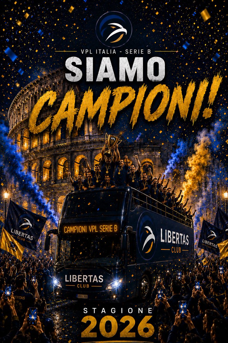LibertasClubES's tweet photo. 🏆𝐂𝐀𝐌𝐏𝐈𝐎𝐍𝐈 𝐕𝐏𝐋 𝐒𝐄𝐑𝐈𝐄 𝐁🏆 

Vinciamo la “Serie B” di @VPLItaly con tre giornate di anticipo. 

Dopo la promozione in “Serie C” in VPG Italia, andiamo a prendere un trofeo e un’altra promozione in “Serie A” su @VPLItaly. 
Come club nato solo 5 mesi fa possiamo solo essere fieri di questo percorso e ringraziare ogni singolo giocatore che fino all’ultimo è stato costante e non ha mai voltato le spalle. 

Ora è tempo di festeggiare.

Daje Chicche, TORNATI!