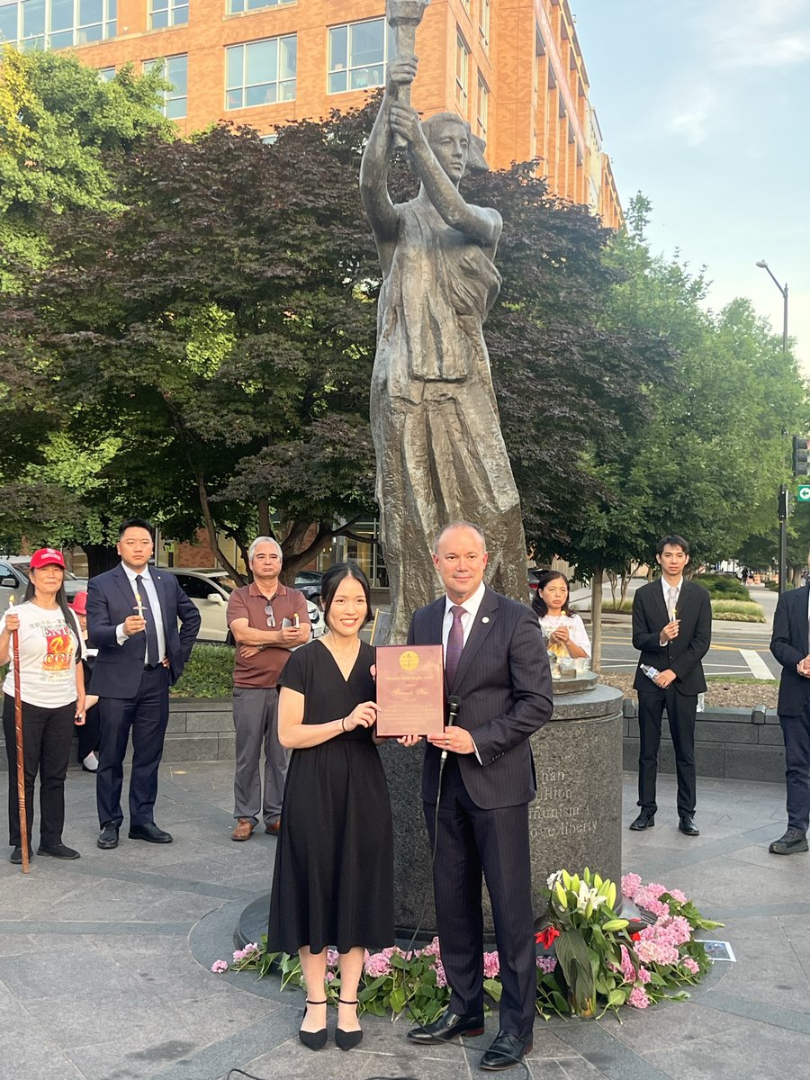 thecfhk's tweet photo. "To receive this on June 4 is deeply humbling. I accept it with deep gratitude — but not as mine alone."

Tonight, @frances_hui accepted the 2026 Dissident Human Rights Award from @VoCommunism. She dedicated it to the students of Tiananmen, to the two million Hong Kongers who marched for freedom, and to her friends still sitting in #HongKong's prison cells.

#June4