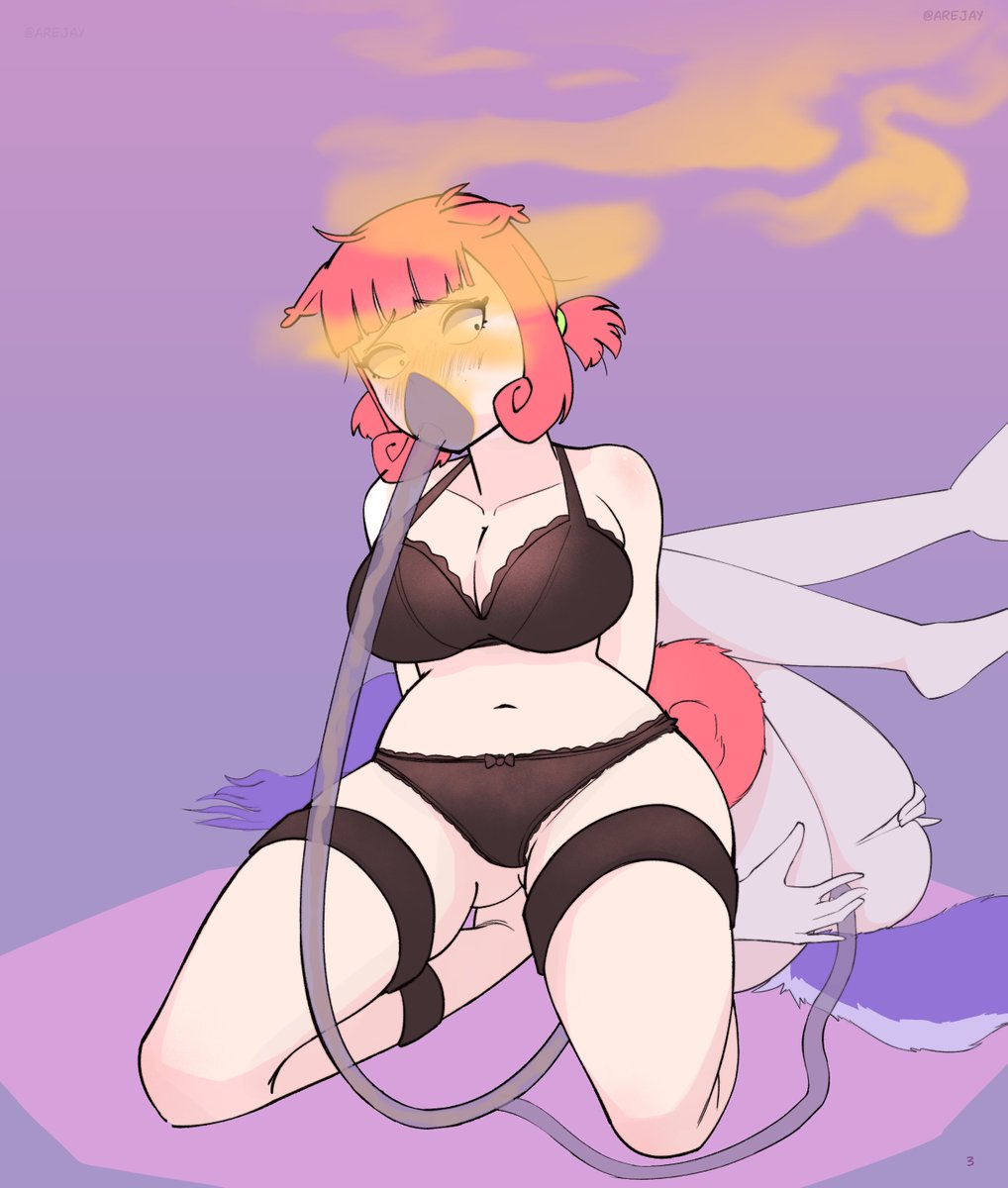 Arejay80085's tweet photo. Vivi the squirrel having fun tied up, sniffing her own fumes, before Lolite the skunkgirl decides to turn it up a notch...💜🩶🦨💨 https://t.co/bY2rW8kUoI