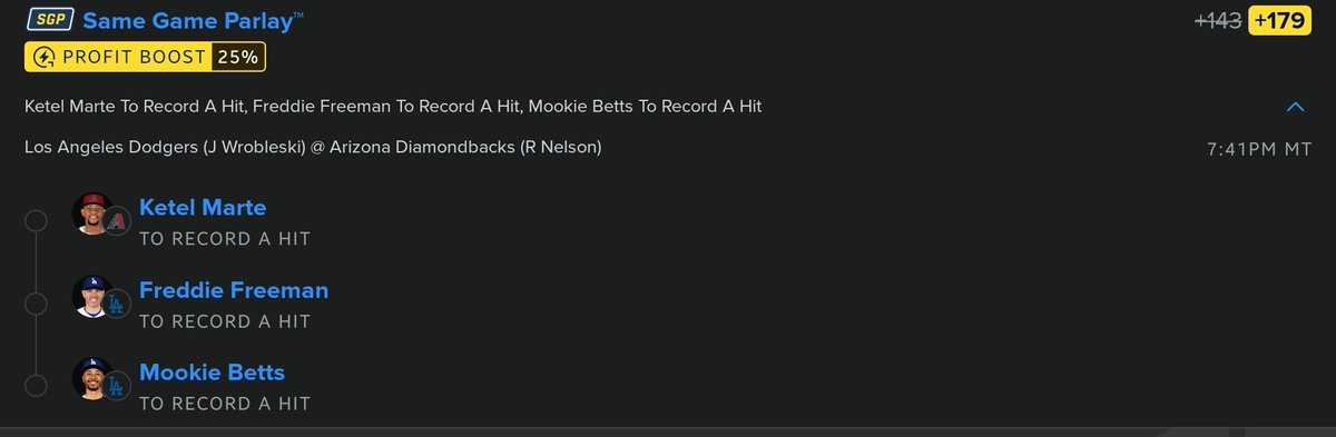 FreePicksNoBS's tweet photo. 🚨 Ticket locked in.
Same Game Parlay: ✅ Ketel Marte — To Record A Hit
✅ Freddie Freeman — To Record A Hit
✅ Mookie Betts — To Record A Hit
+179 with the boost.
$20 → $55.83
No lotto. No vibes. Just contact bats, lineup position, and clean hit equity. 🎯
#MLB #SportsBetting https://t.co/8idKHQ04Wf