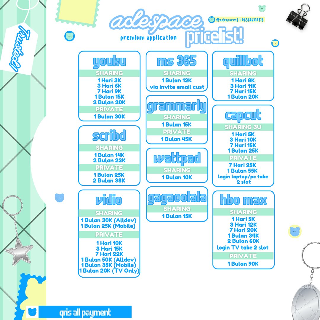 cuvres's tweet photo. pricelist updated —
streaming online premium dengan harga terjangkau guys dari 2k saja nih

order via wa ☎ https://t.co/DY3GhnTQXK https://t.co/tVeib9VJjn