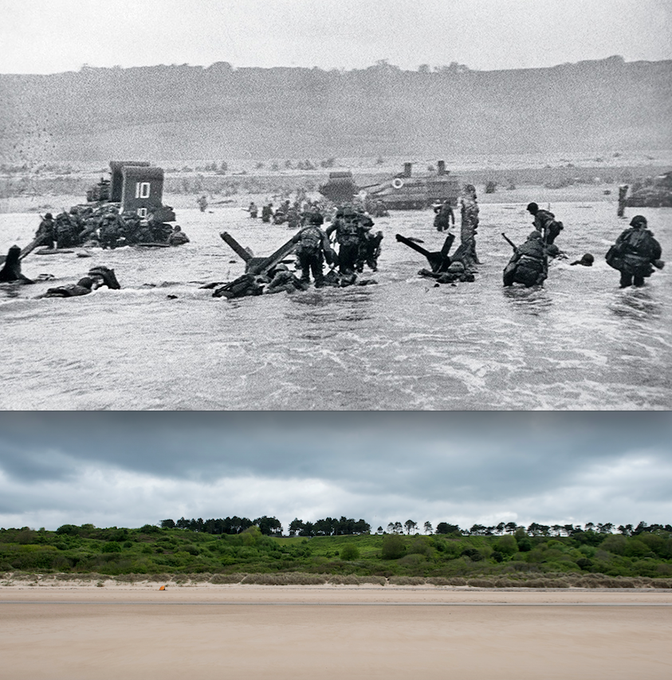 kershaw_alex's tweet photo. Robert Capa's amazing shot was taken around this time. Note the soldiers pinned down on the beach. 900 Americans were killed on Omaha. Capa survived and his images are the iconic photos of Omaha. See more on https://t.co/EEg00P0EnE https://t.co/JTueNiHL0T
