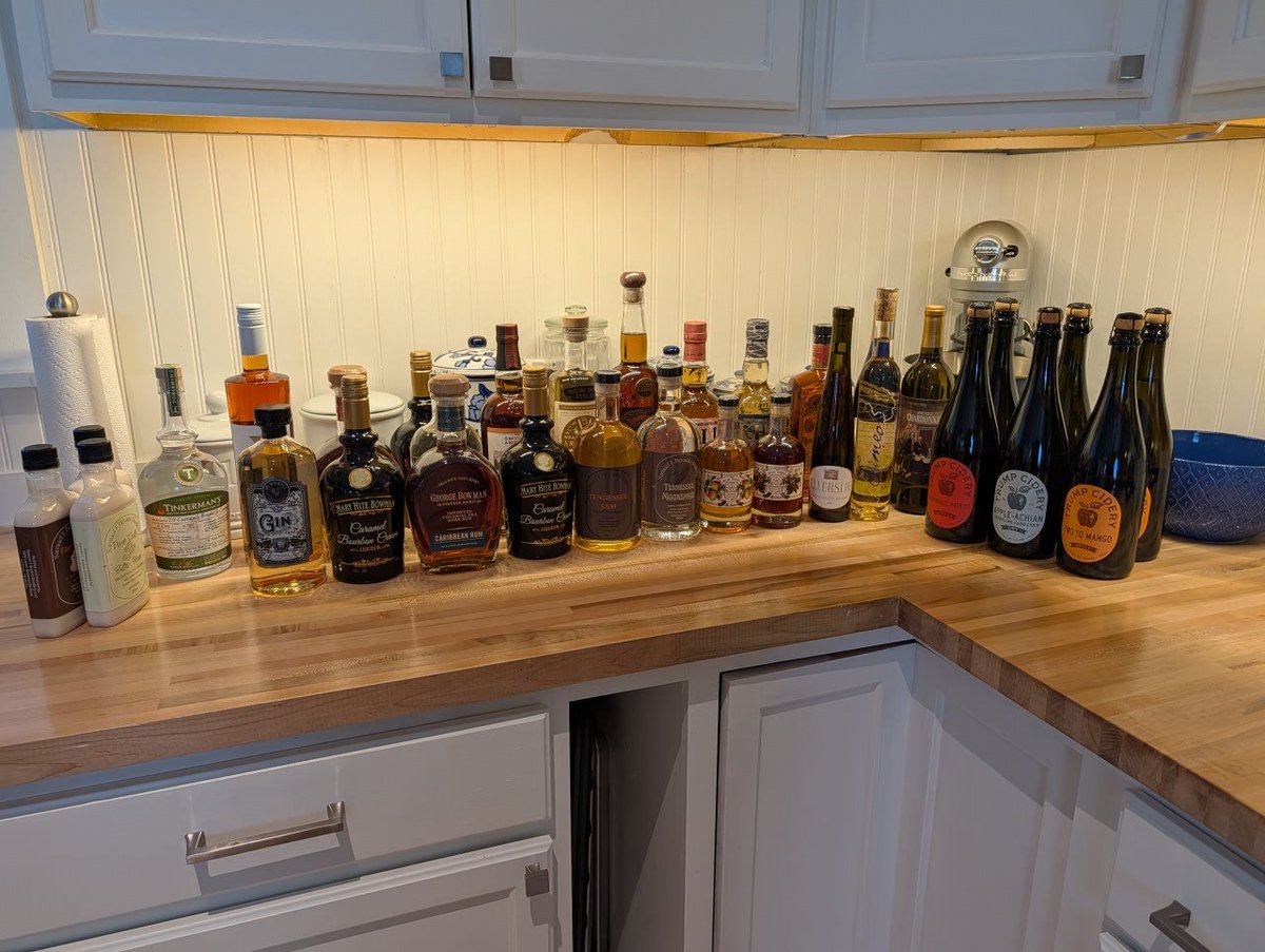 TheOnlyJDN's tweet photo. Ok, maybe we went a bit overboard but it's all delicious. NC, VA, WV, KY &amp; TN. Bourbons, Whiskey, Gin, Moonshine, Cream Liquors, Wine and Cider. https://t.co/7H2V5xdfJy