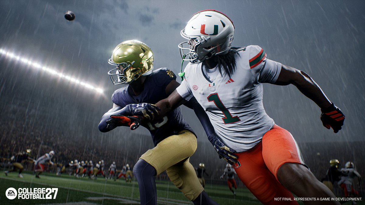 CFBDirect's tweet photo. More control on offense in #CFB27

🎮 Timing Based Catching 

🏈 Chip blocks, ID Mike updates &amp; smarter protection tools

🔁 Formation Shifts return for more pre-snap creativity

Full Gameplay Deep Dive: https://t.co/TrXmxQ2kfR https://t.co/QHA2hETySb