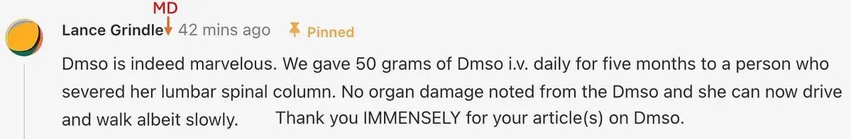 MidwesternDoc's tweet photo. Dozens of animal studies show DMSO protects memory, prevents neuronal death, restores learning, reverses brain inflammation, and stops Alzheimer-like degeneration in its tracks.

Human studies echo all of this.

A safe and cheap compound improves communication, reduces disorientation, improves sleep, increases clarity, speeds up recovery from stroke-like symptoms, and improves motor function.

Great!

These studies have existed for decades. But they were ignored not because there was nothing to patent. There wasn’t an opportunity to profit.

Because that’s what it’s all about.
