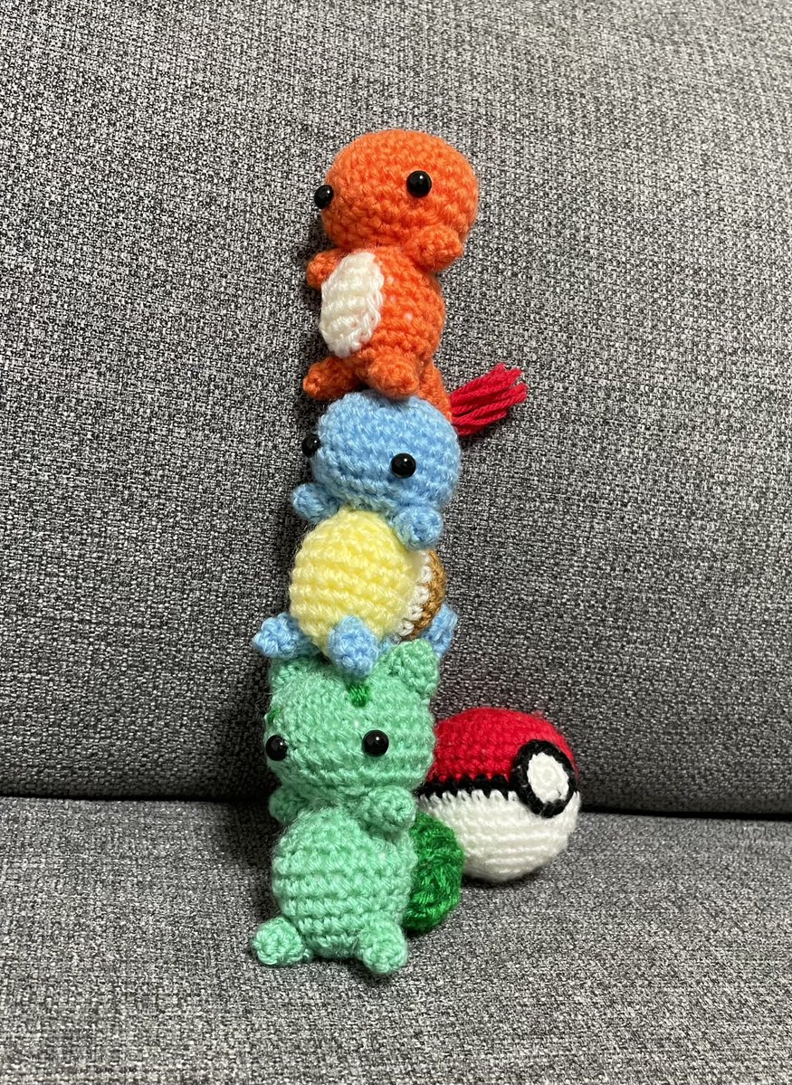 ポケモン あみぐるみ フシギダネ ゼニガメ ヒトカゲ ポケモン30周年おめでとう〜🥳 どのポケモンを相棒にしますか