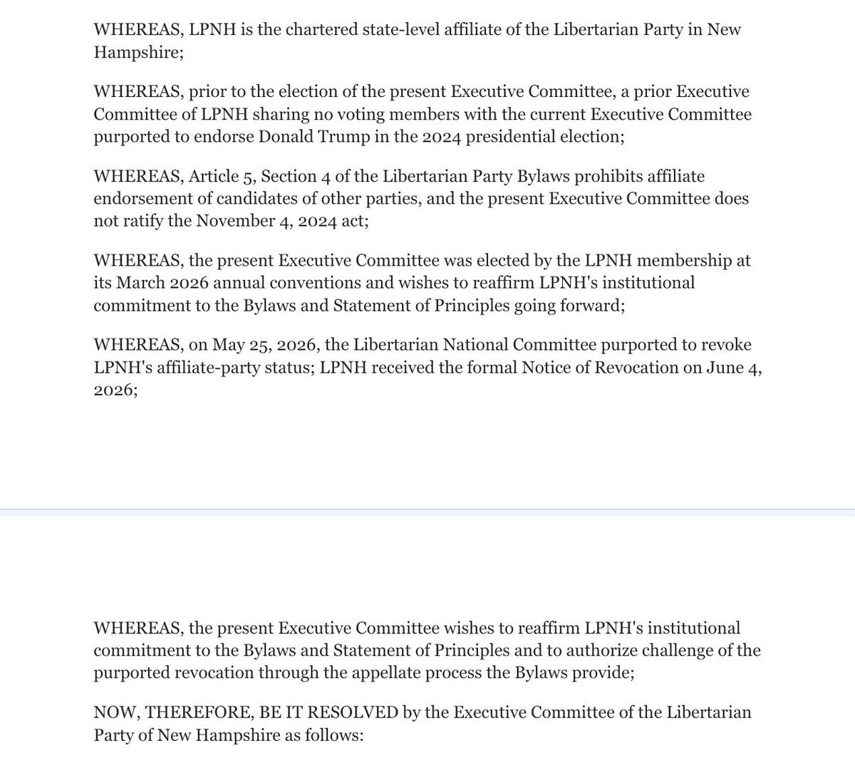 LPNH's tweet photo. The LPNH executive council adopted this resolution today by unanimous vote https://t.co/26xTOWm0ym
