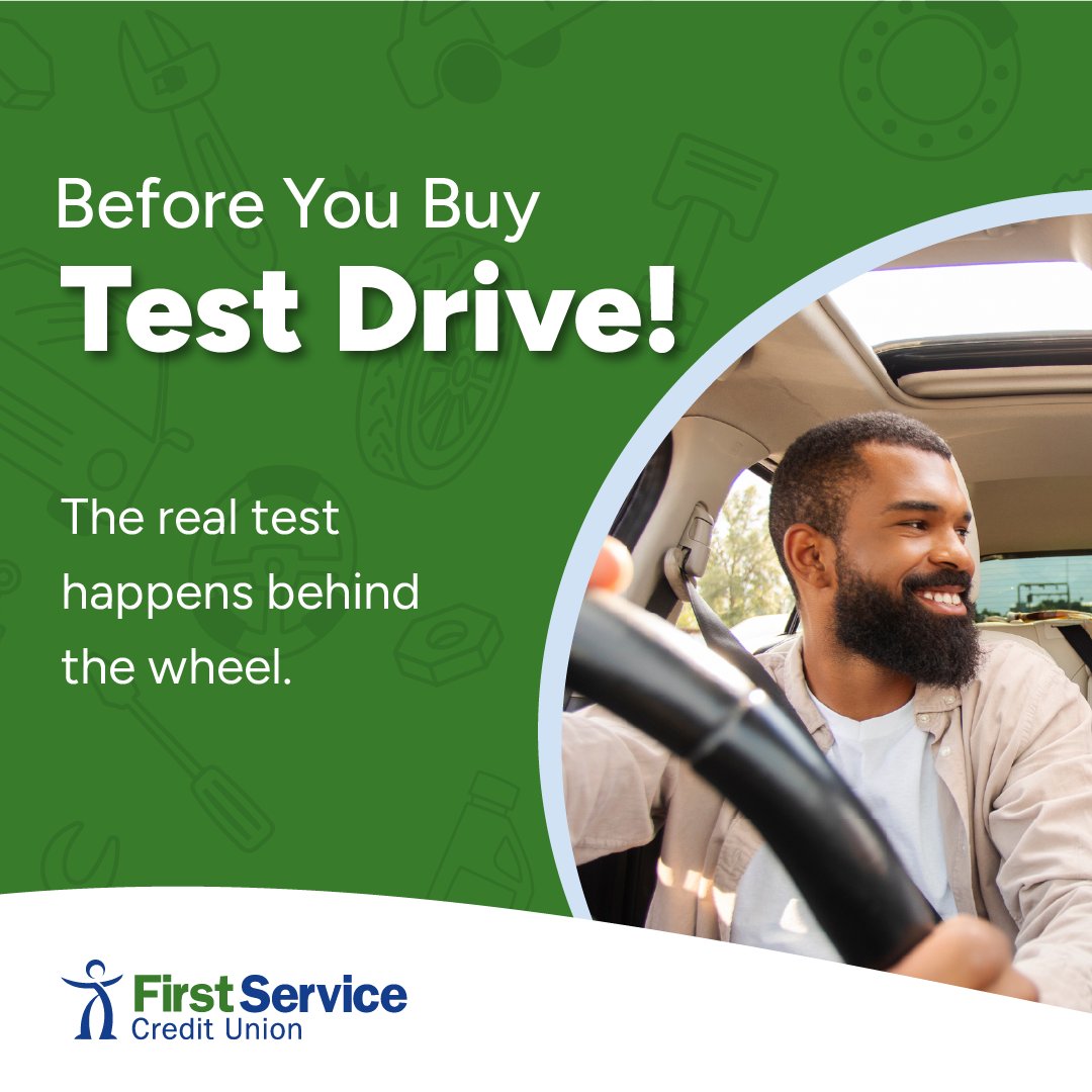 FirstServiceCU's tweet photo. Test driving a car is about more than looks 🚗 Make sure it fits your everyday needs before you decide.

Upgrade your ride with an auto loan as low as 3.99% APR 💳

Apply today: https://t.co/C3eiwosrIT https://t.co/eRNAQFG5t3