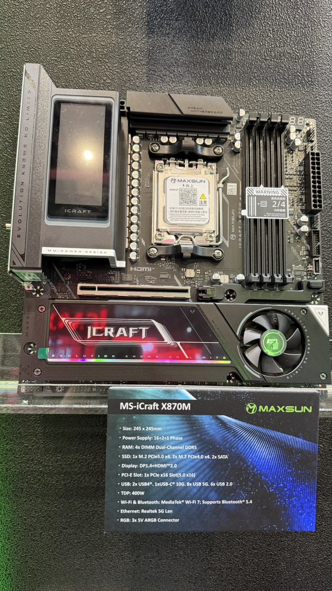 Maxsunjp's tweet photo. おはようSUN☀️
今日がComputex最終日。

新鮮なマザーボードをお届け。

#MAXSUN #Computex2026 https://t.co/4d8P0stjSD