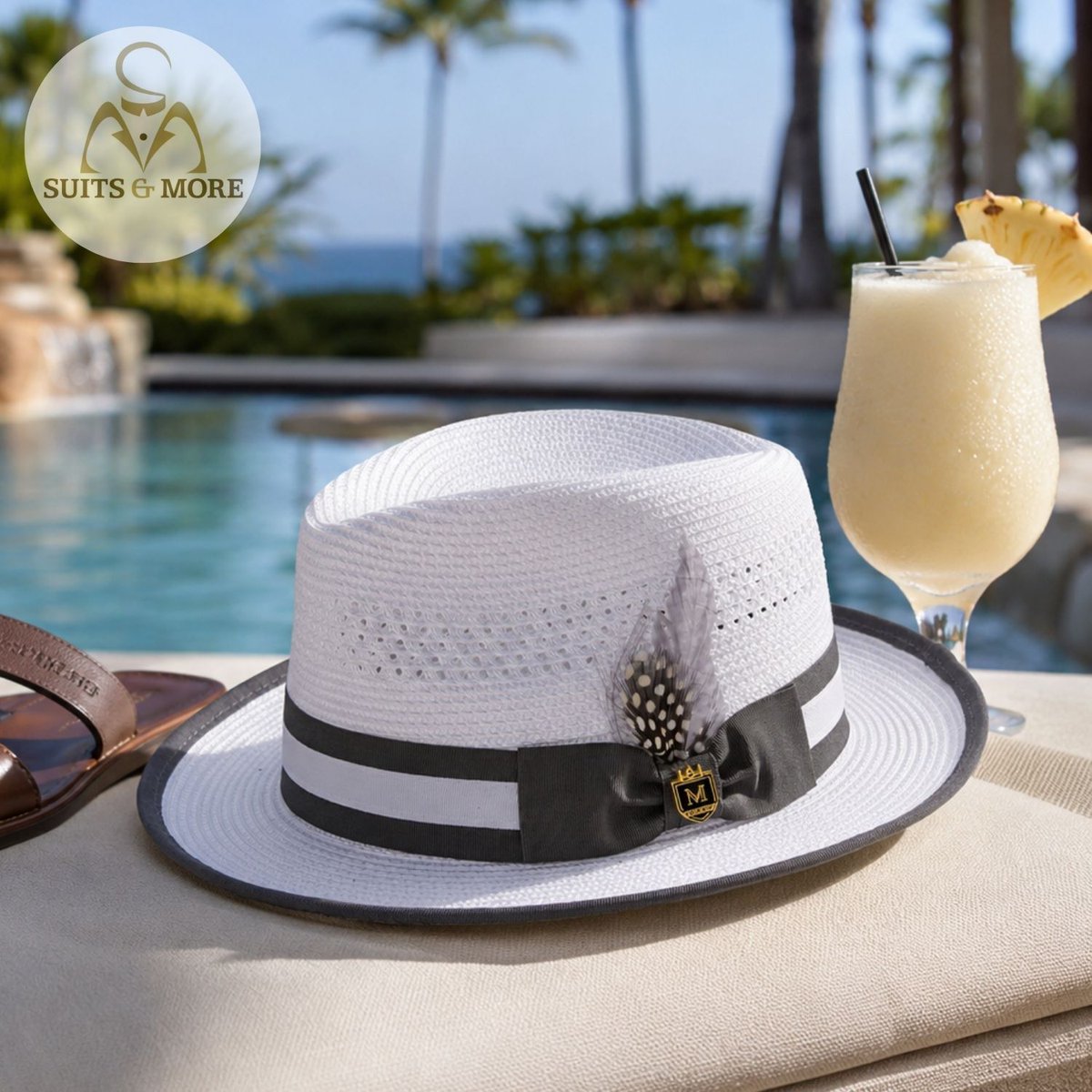 SuitsMore's tweet photo. Relaxation starts with the right look. ☀️

White and grey. 🤍🩶
Clean ribbon detail.
Easy summer style. 

The kind of hat you throw on when the day calls for keeping it smooth. 🍹

#SuitsAndMore #Montique #MensHats #FedoraStyle #MensStyle #StaySharp https://t.co/dCFqmBFd8K