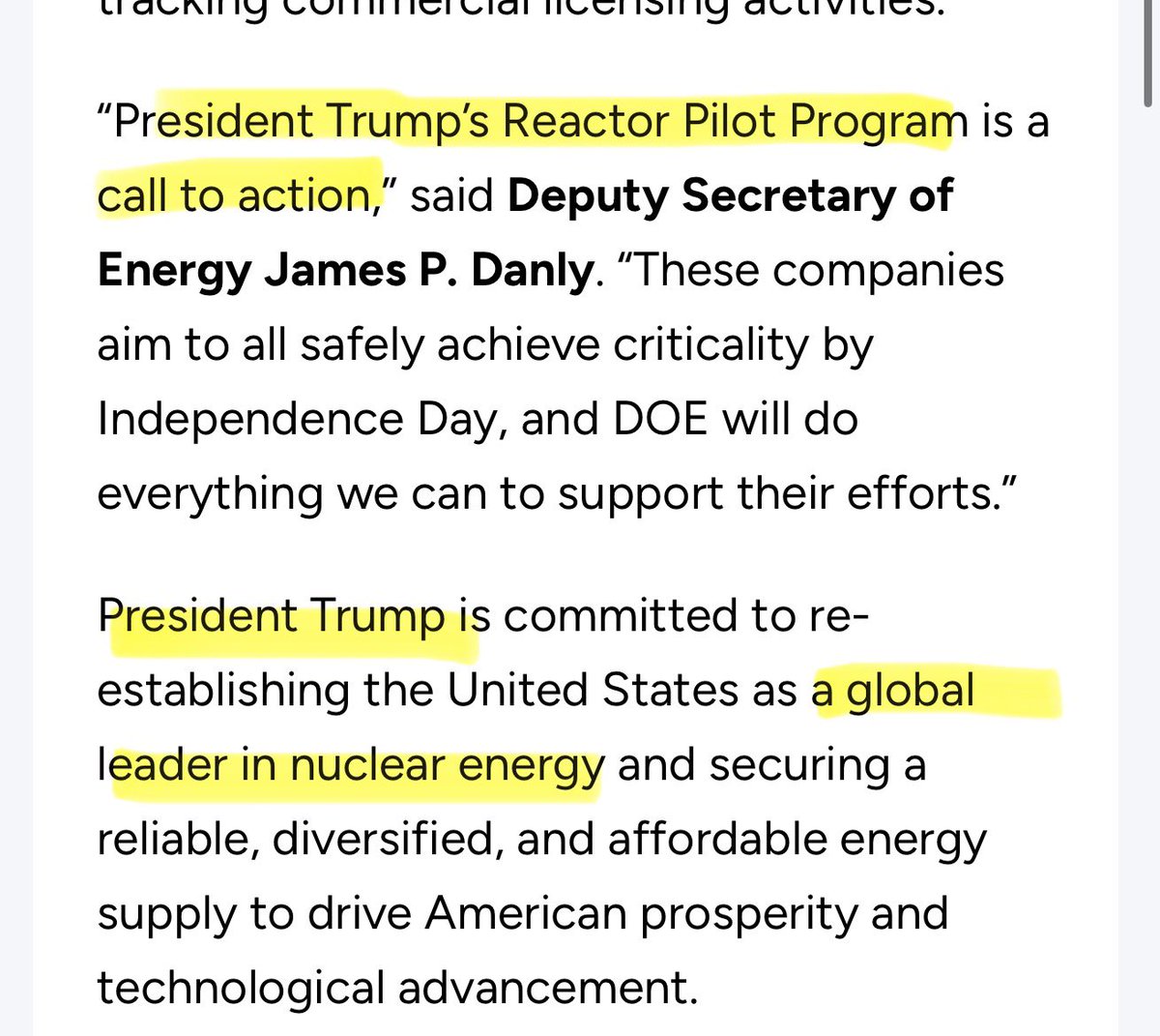 TheRonnieVShow's tweet photo. The U.S. Government is literally telling you to buy Nuclear.

President Trump’s Reactor Pilot Program was launched to accelerate America’s nuclear future.

The government is trying to solve the problem AI creates:

POWER.

Watch:
$NNE Nano Nuclear Energy
$OKLO Oklo Inc.
$SMR NuScale Power
$IMSR Terrestrial Energy
$CCJ Cameco
$LEU Centrus Energy

Are you ready for the nuclear wave? ☢️