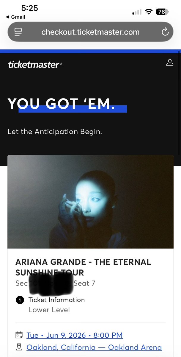 _jilliannaaa's tweet photo. everyone go check your email!! I got in the waitlist and got tickets!!! Thank you @TeamAriana https://t.co/KRQhz2yOOc