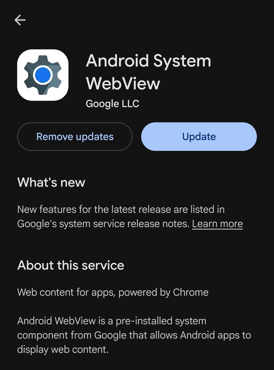 A2ZTechX's tweet photo. Android system webview is getting an update - S25U/One UI 8.5 https://t.co/8hXZ5Tt6Bs