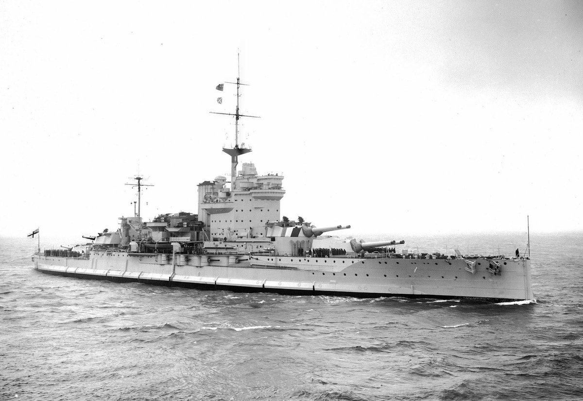 StealerTime's tweet photo. Arguably the scraping HMS Vanguard (colour picture), was an even worse crime as it left us without any preserved Battleships. 

It still surprises me that HMS Warspite (B&amp;W) wasn't turned into a museum ship as she was the most decorated RN ship in history. https://t.co/bwm3HgPer0