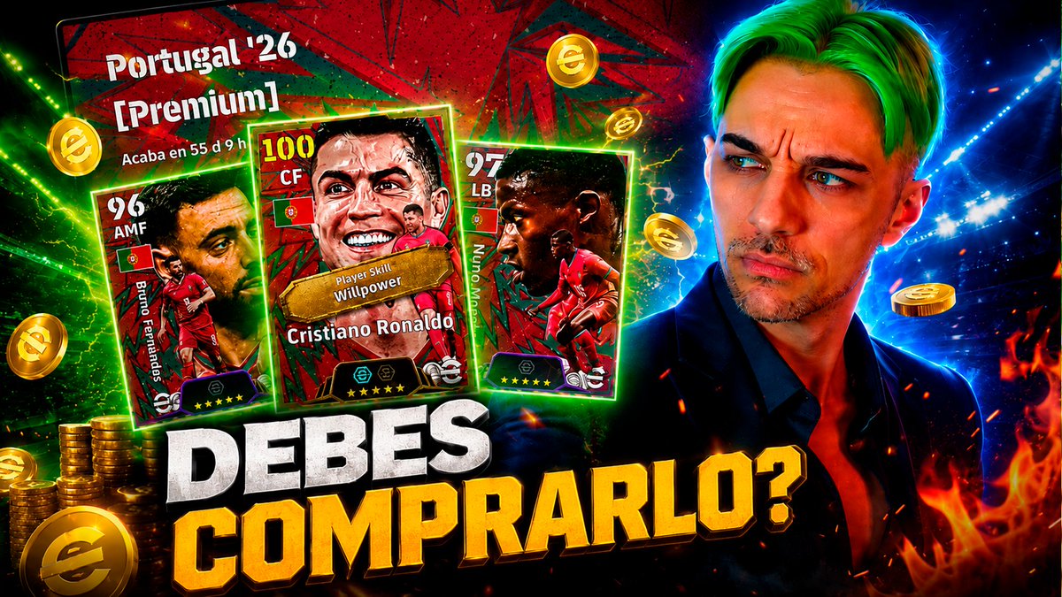 DannyAnakin's tweet photo. ⚽️¡NUEVO VÍDEO en DannyAnakin!⚽️

😱¡¡EL BICHOOO!!⚡Debes GASTAR TUS MONEDAS en el pack de PORTUGAL con Ronaldo ÉPICO? #efootball #efootball2026

👉https://t.co/zuzIxlTy6K
👉https://t.co/zuzIxlTy6K https://t.co/CvjJmIR2NL