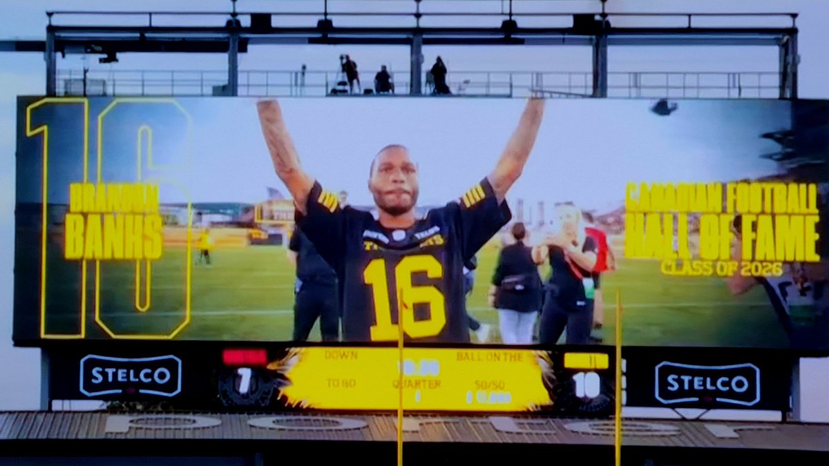 GreyCupBound's tweet photo. Brandon Banks to the #CFHOF announced at tonight's game. Congratulations, Speedy. @speedybanks16 #CFL #CFLonTSN https://t.co/m127HsOKcP