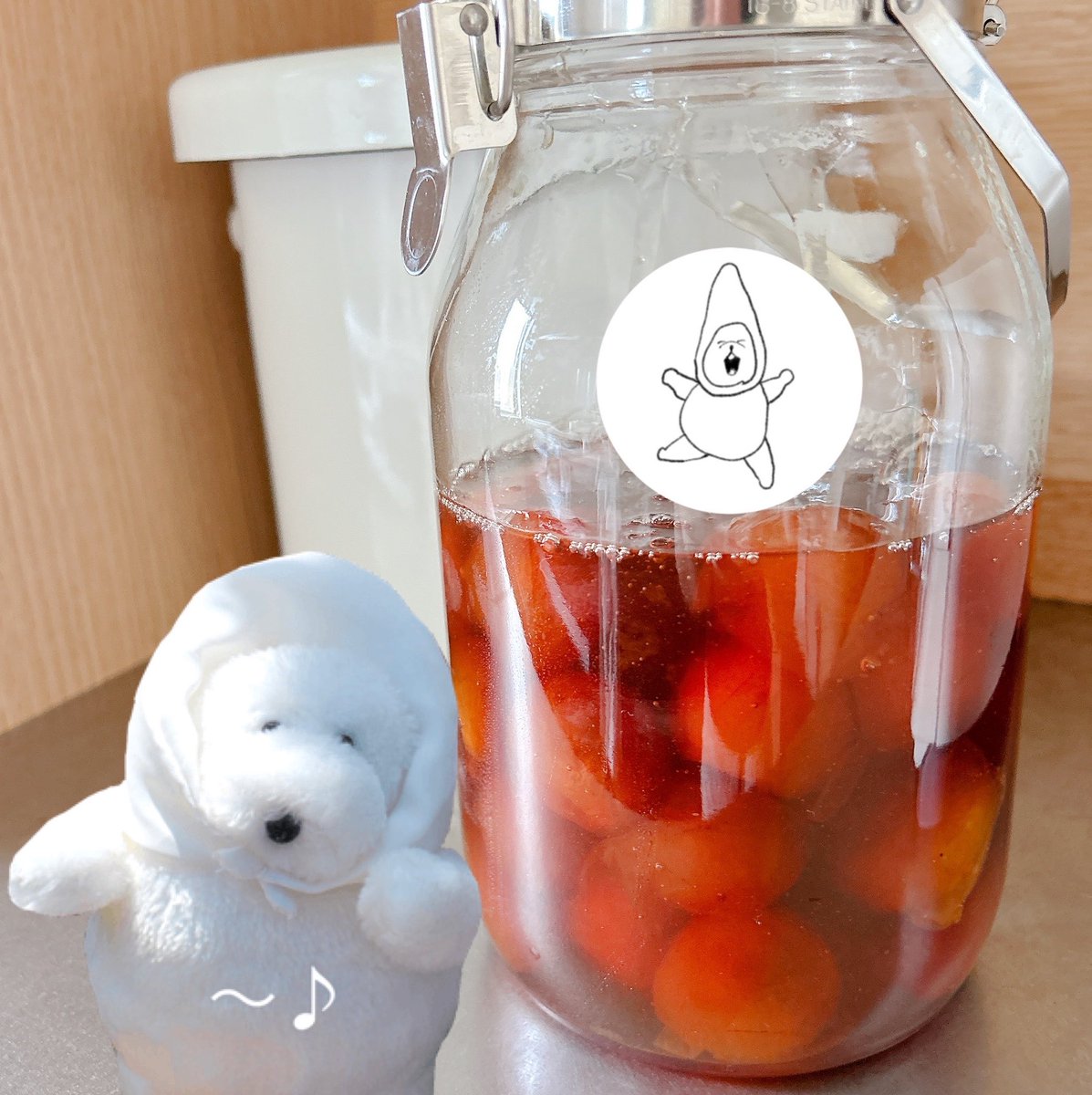 _cnch's tweet photo. はじめての梅シロップ🍹 #こなずくっきん https://t.co/dVR4QpfJ5K