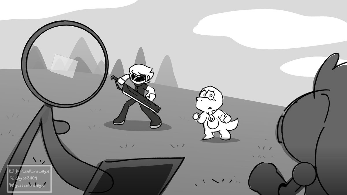 abyss81104's tweet photo. Concept Art: Ultimate Indie Brawl

Starring Indie shows:
* Geo from Gwain Saga
* Gobbles from Gameoverse 
* Victim/Hacker from Animator vs Animation
* Pebbles from Pebbles Quest  

#crossover #gameoverse #AVA #gwainsaga #fanart #pebblesquest https://t.co/iqqIXCTPqI