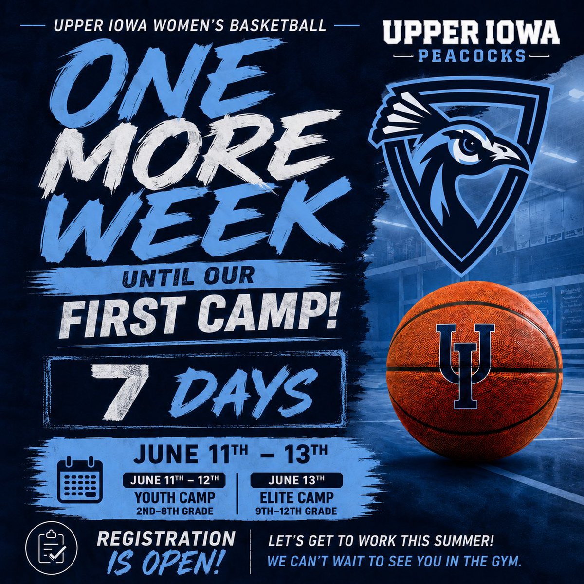 UIU_WBB's tweet photo. One More Week Until Camp! ๐
โ
Spots still availableโจ๐ฃ Share with friends & teammatesโจ๐ Sign up today
https://t.co/HCksJJE0yP
#UIUWBB #GoPeacocks ๐ฆ https://t.co/NWN0qACzyG