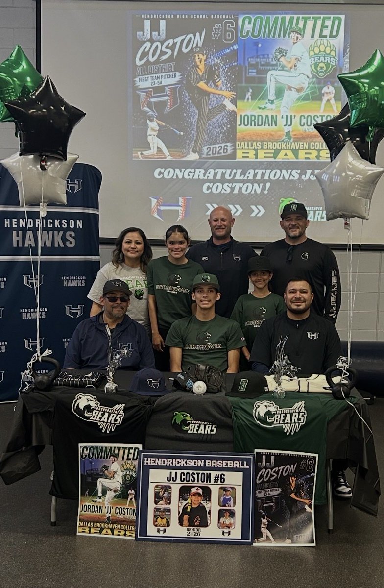 Coach_Garcia_Jr's tweet photo. Celebrating one of our Hawks today. JJ Coston signed his letter of intent to play at @haven_baseball. Best of luck at the next level. 

@HendricksonBB @ClubHendrickson 
@HendricksonFB @PfISDAthletics https://t.co/h08RoojUV8
