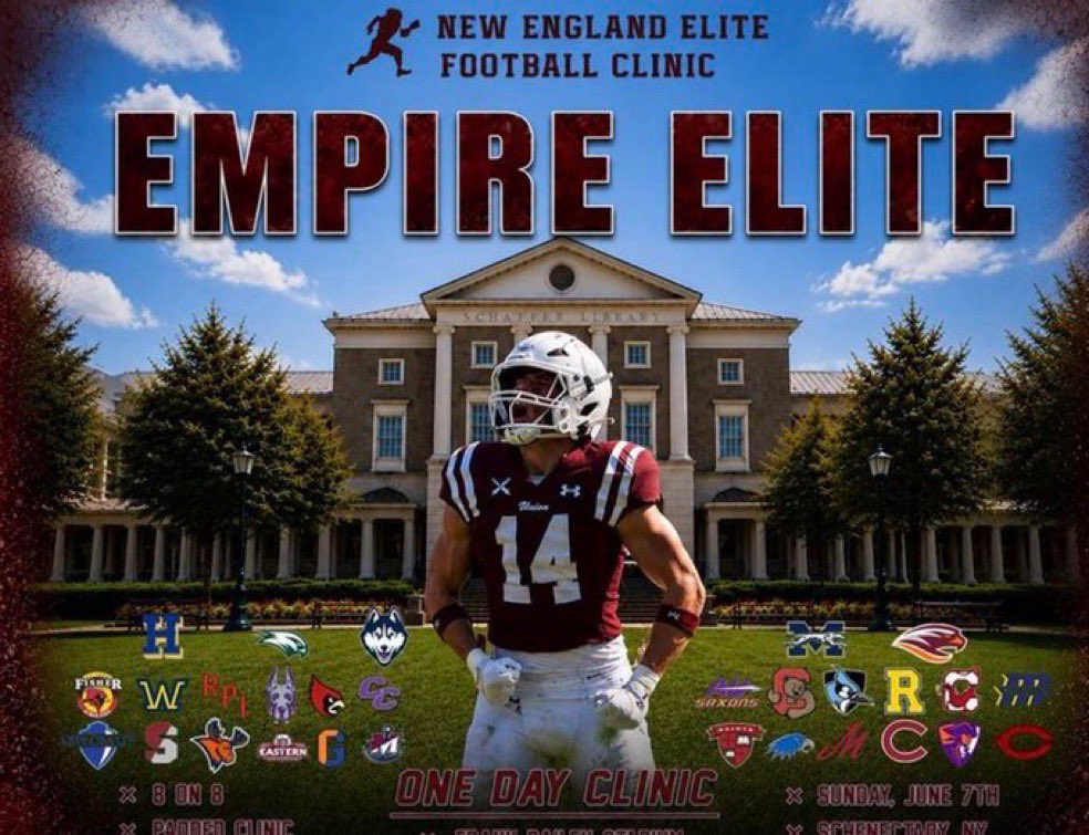 RockwellCarsonn's tweet photo. Excited to be at Union College this Sunday for the Empire Elite Showcase. Ready to compete and showcase my ability. @UnionCollegeFB @Elite_FBClinics https://t.co/5Up7eK78MC