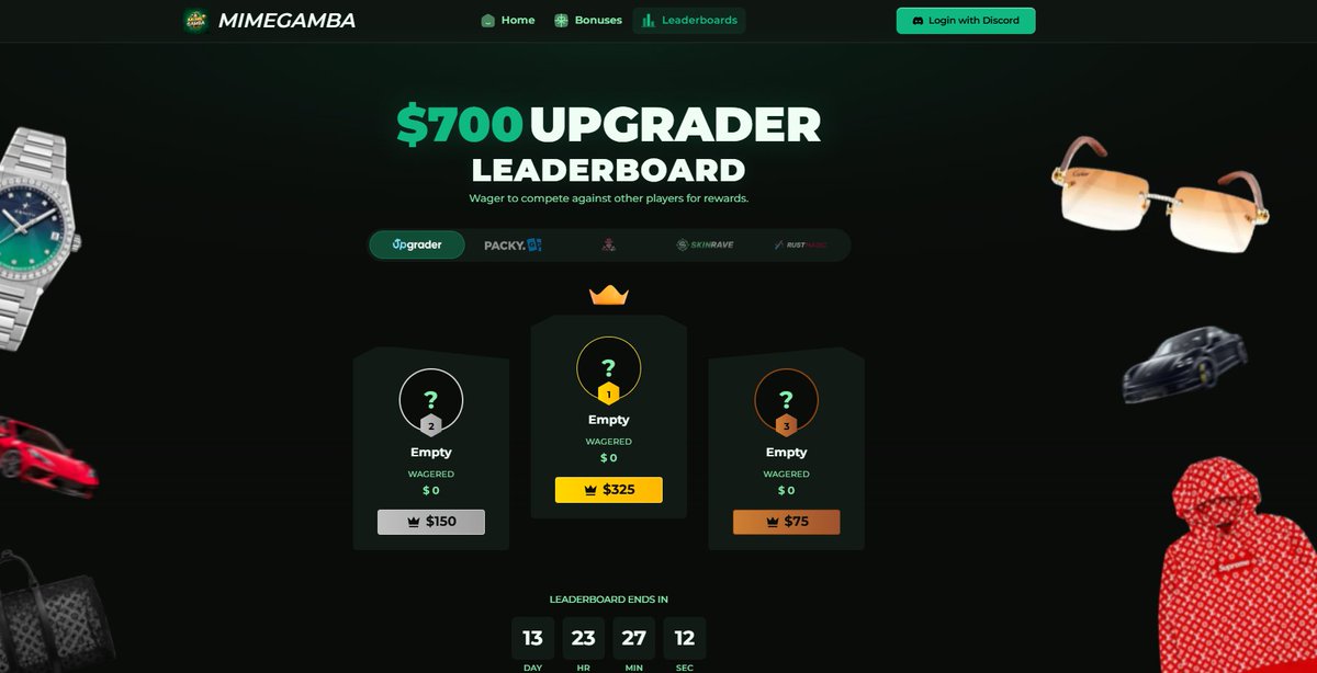 MimeGamba's tweet photo. 🚨 $700 @Upgradercom Leaderboard is LIVE! 🚨

Climb the leaderboard and compete for your share of $700 💰

Use code MIMEGAMBA or sign up here: https://t.co/2uOW8k2yoE

LB site: https://t.co/ABYcGdRkgt

🎁 $50 GIVEAWAY (25x2 winners)! 🎁
To enter:
✅ Like
✅ Retweet
✅ Comment your Upgrader level

Good luck everyone 🍀