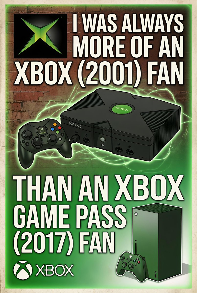 STONE_KING_X's tweet photo. 55 year old gamer here. I was with XBOX way before I joined XBOX Game Pass. 
The #XBOX Brand is more important. https://t.co/0sDXXqFP1Q