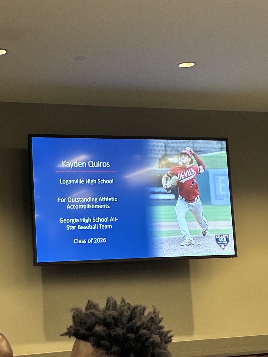 LHSdevilball's tweet photo. Congratulations to senior Kayden Quiros for being selected and recognized at the Atlanta Braves 400 Club as a member of the Georgia High School All-Star baseball team!  Proud to be a Red Devil! https://t.co/VcTfkj9v2Y