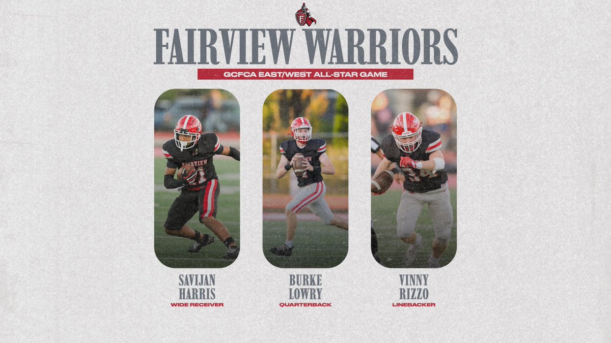 FairviewFB's tweet photo. Come out tomorrow night 7pm John Carroll University and support Vinny Rizzo, @Savijan_Harris @Burke_Lowry7 as they compete for the West team in the annual @GCFCACLE All Star Game! https://t.co/e6syuKgblc