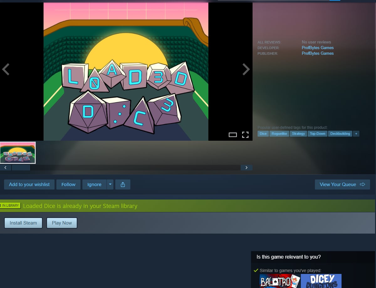 ProfBytes's tweet photo. Working on making the store page still, but it's so surreal to see my game have a page, even if I'm the only one that can see it right now.  Hopefully it'll be all done tomorrow.  #indiedev #indiegame #gamedev https://t.co/M2EiaqC09a
