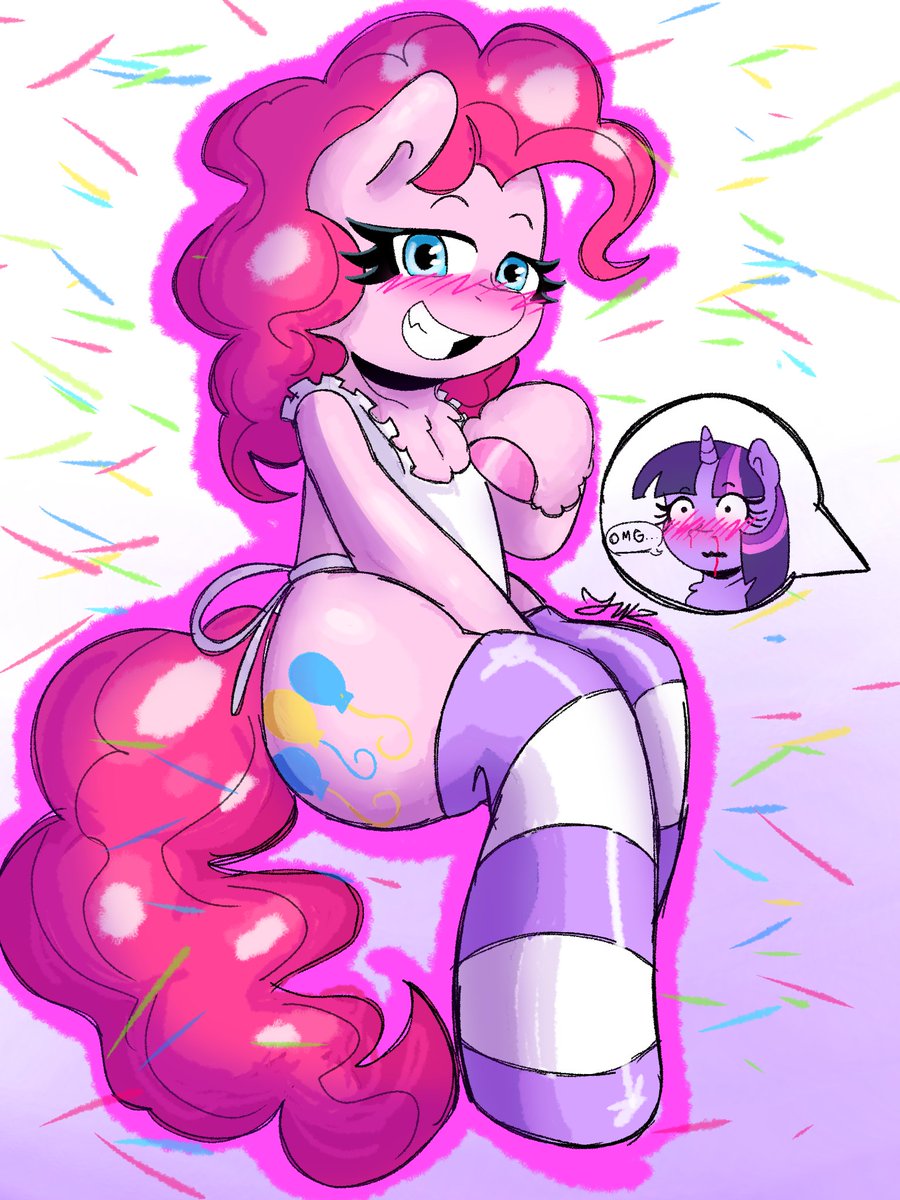 JupiterrWuz's tweet photo. Pinkie showing off for Twilight🩷💜 #mlp #twipie #pinkiepie #twilightsparkle https://t.co/TuLc7TAqip