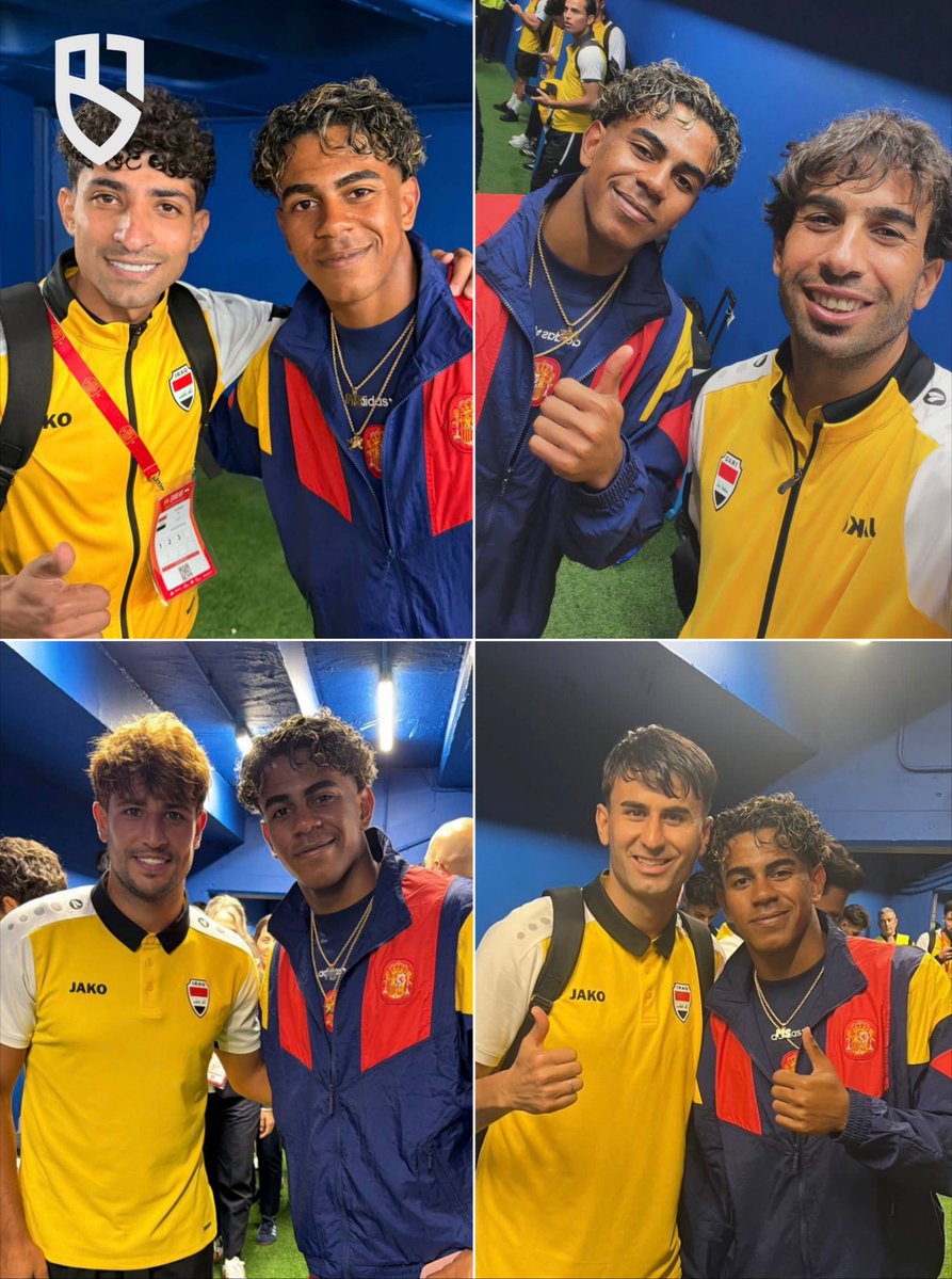 BarcaTimes's tweet photo. The Iraq squad took pictures with Lamine after the game 😍 https://t.co/yHClj7YckP