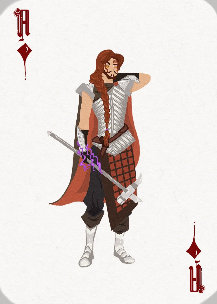 lnunnums's tweet photo. He's a child of war and the bastard that no one saved. He's a soldier and a liar and a web of contradictions even he can't unweave. He's loyal to a fault and unflinching in a resolve that may doom them all. 

He is Azune Nayar, Ace of Diamonds 
#CriticalRolec4 #CriticalRoleArt https://t.co/0ziosdX3Ur