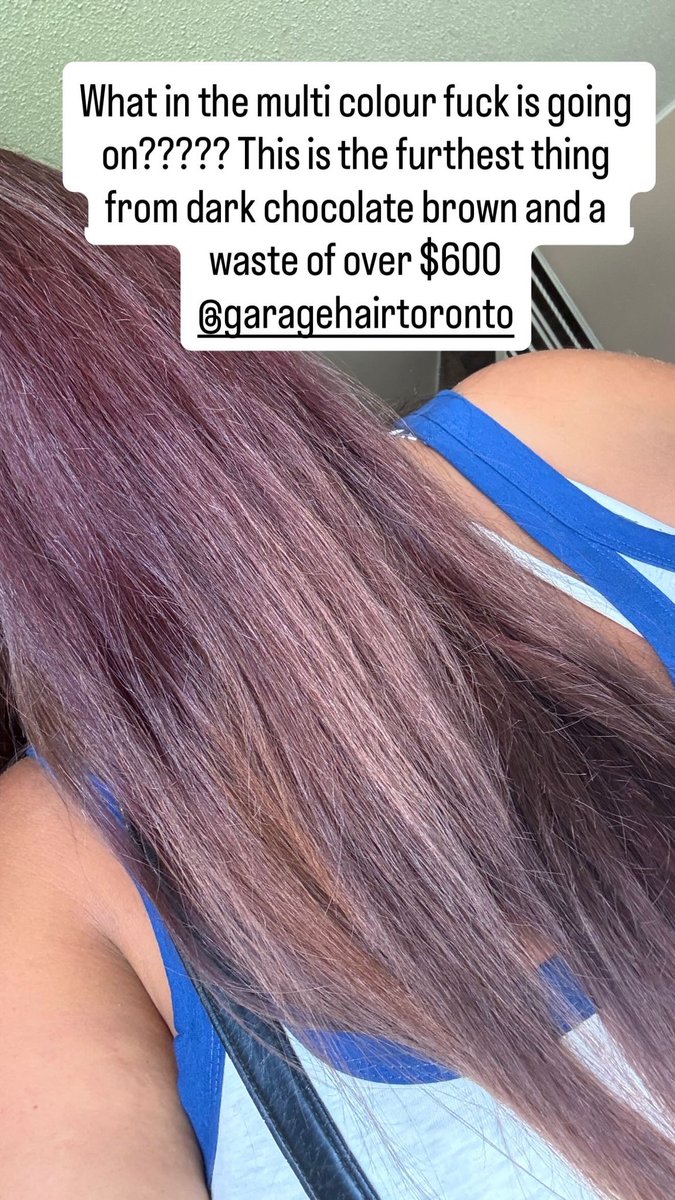 GreekGoddess6ix's tweet photo. I’m not one to do this, but I’m still so mad about my hair that I have to post on all my social media pages about this salon. I went in with faded red hair and I asked to go the darkest chocolate brown. I wanted a rich colour. They BLEACHED my hair, put toner (I think) on my roots (no idea why), and applied two rounds of colour. I was charged over $600 for my hair to look basically the same if not WORSE! Even after cutting it my ends feel dry/dead and my hair is breaking off. To anyone in Toronto, I would stay far far away from this salon.