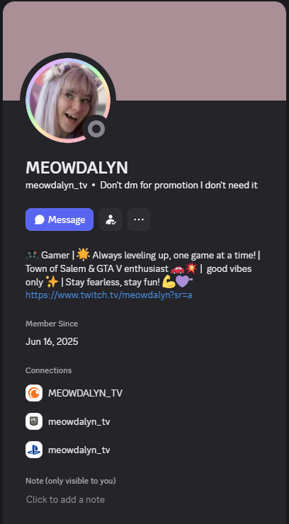 meowdalyn's tweet photo. ❌ FAKE IMPERSONATER SCAM ACCOUNT PSA ‼️
new scam on discord where someone pretends to be a streamer to connect victims with a fake "digital marketing specialist" ... discord moderation will not step in ...

my ONLY discord @ is "MEOWDALYN" with an anime girl pfp as GOD intended https://t.co/CS82bQXQt9