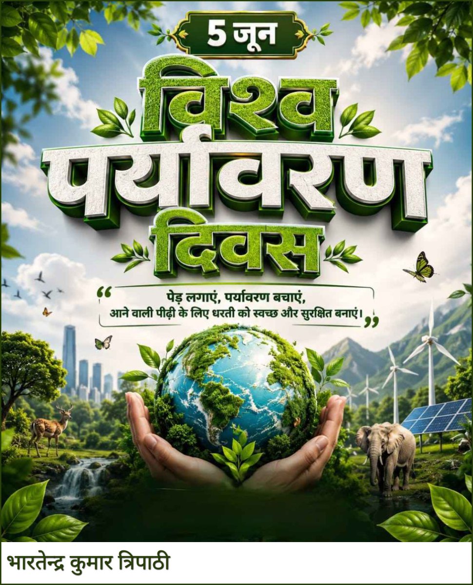 bhartendra80's tweet photo. 🌱 वृक्ष लगाओ, जीवन बचाओ 🌿
🌍🌱 एक पेड़ सिर्फ पेड़ नहीं होता, वह हजारों जीवों का घर, लाखों सांसों का सहारा और आने वाले कल की उम्मीद होता है।इस विश्व पर्यावरण दिवस पर आइए संकल्प लें एक पेड़ लगाएँ, प्रकृति बचाएँ और धरती को फिर से हरा-भरा बनाएँ।🌳#WorldEnvironmentDay
#SaveTrees https://t.co/ShnszoR3lh