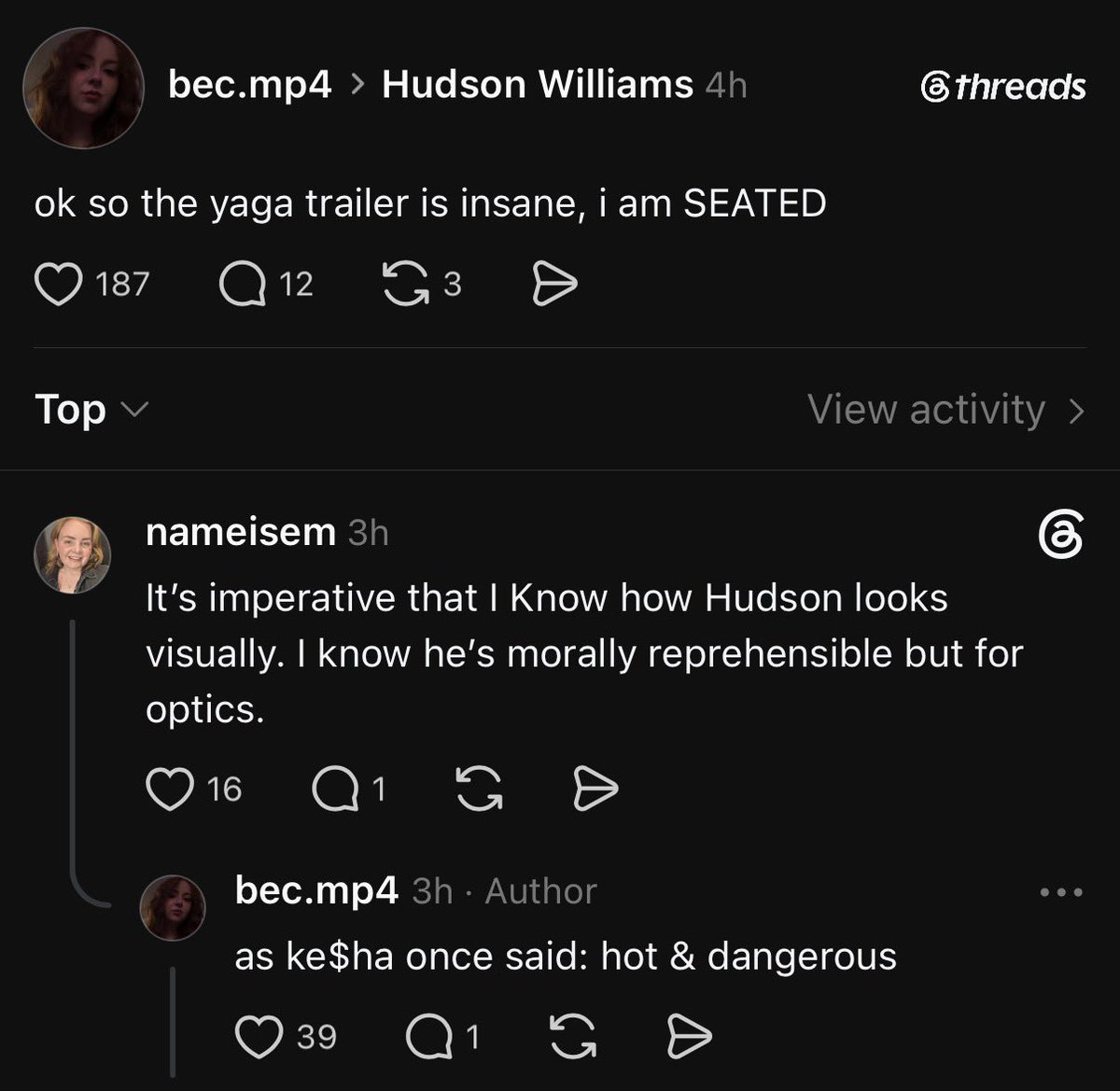 hudsonwonline's tweet photo. Audience reactions to the “Yaga” trailer featuring Hudson Williams, Carrie-Anne Moss, Noah Reid and Clark Backo at Bell Media Upfronts 2026 https://t.co/Wugd4xSSbS