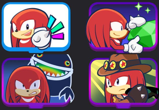 Sonic_Rumble's tweet photo. Sticker Rumble underway!⚔️

At our Discord, Stickers added to our server is decided by our users! Few hours remain for this close round!
Vote now in the Community Events "sticker-rumble" section!

👇Look at this Knuckles Sticker variety!
https://t.co/cqQ8sityU4 https://t.co/Xq0gqjq8s5