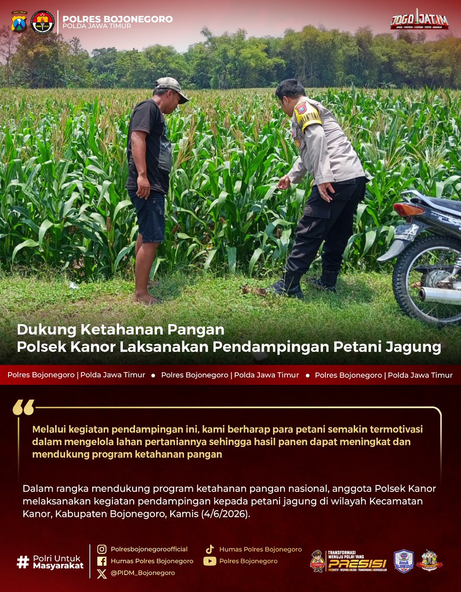 YullyKhy's tweet photo. Dukung Ketahanan Pangan
Polsek Kanor Laksanakan Pendampingan Petani Jagung

#Swasembadapangan
#swassembadajagung
#polisicintapetani
#astacitapresiden https://t.co/J5SetmFe0s